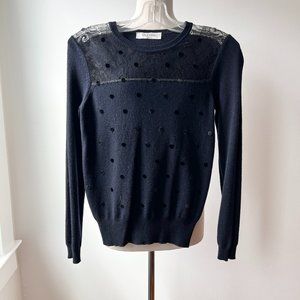 Valentino lace and polka dot cashmere wool sweater